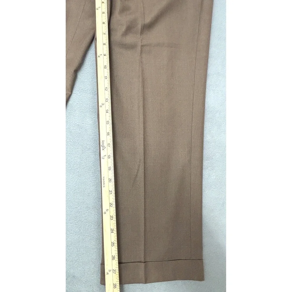 Dockers Men Brown Pleated Trousers Classic Fit Cuffed Hem W36 L32 32896-0001